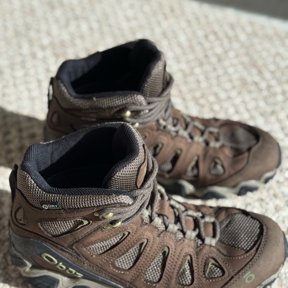 OBOZ B Dry w/OFit Insole Laced Hiking Style Boots Brown Leather & Textile Size 9 - Picture 1 of 13